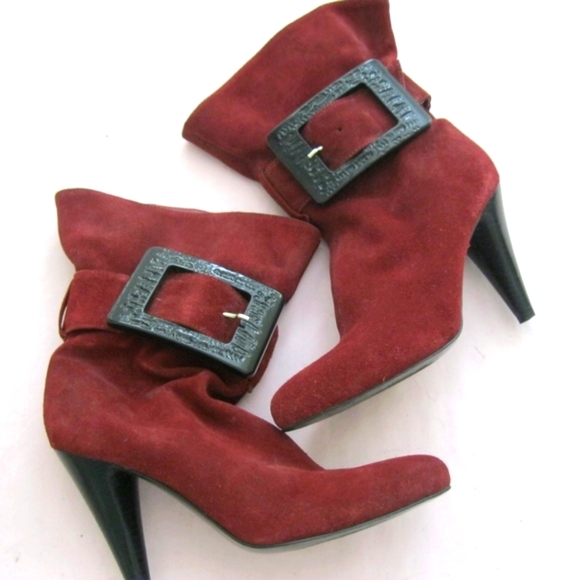 Jessica Simpson Burgundy Suede Boots Size 7 - Picture 1 of 3